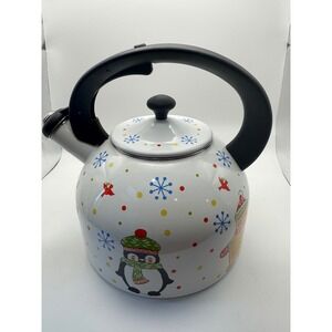 Tem-tations Whistling Kettle Enamel Snowman Penguin Reindeer Christmas Holiday